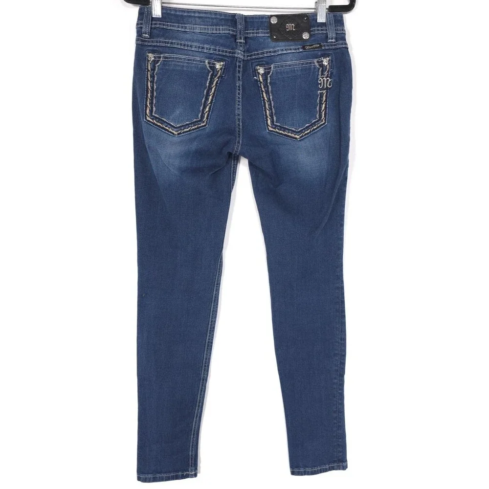 MISS ME Women's Jeans 30 Blue Midi Rise Skinny Stretch JSS408G